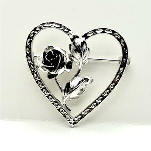 Bond Boyd Sterling Rose/heart brooch